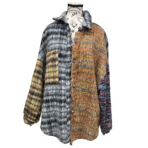 POL Plaid Patchwork Baggy Oversized Shacket NWOT